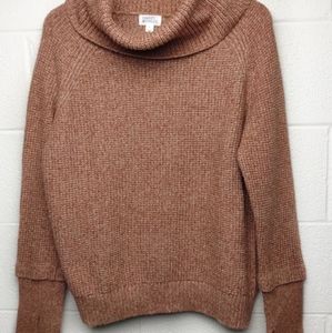 MARKET & SPRUCE Sharon Thumbhole Sleeves Sweater Large Cowl Neck Rust Brown.